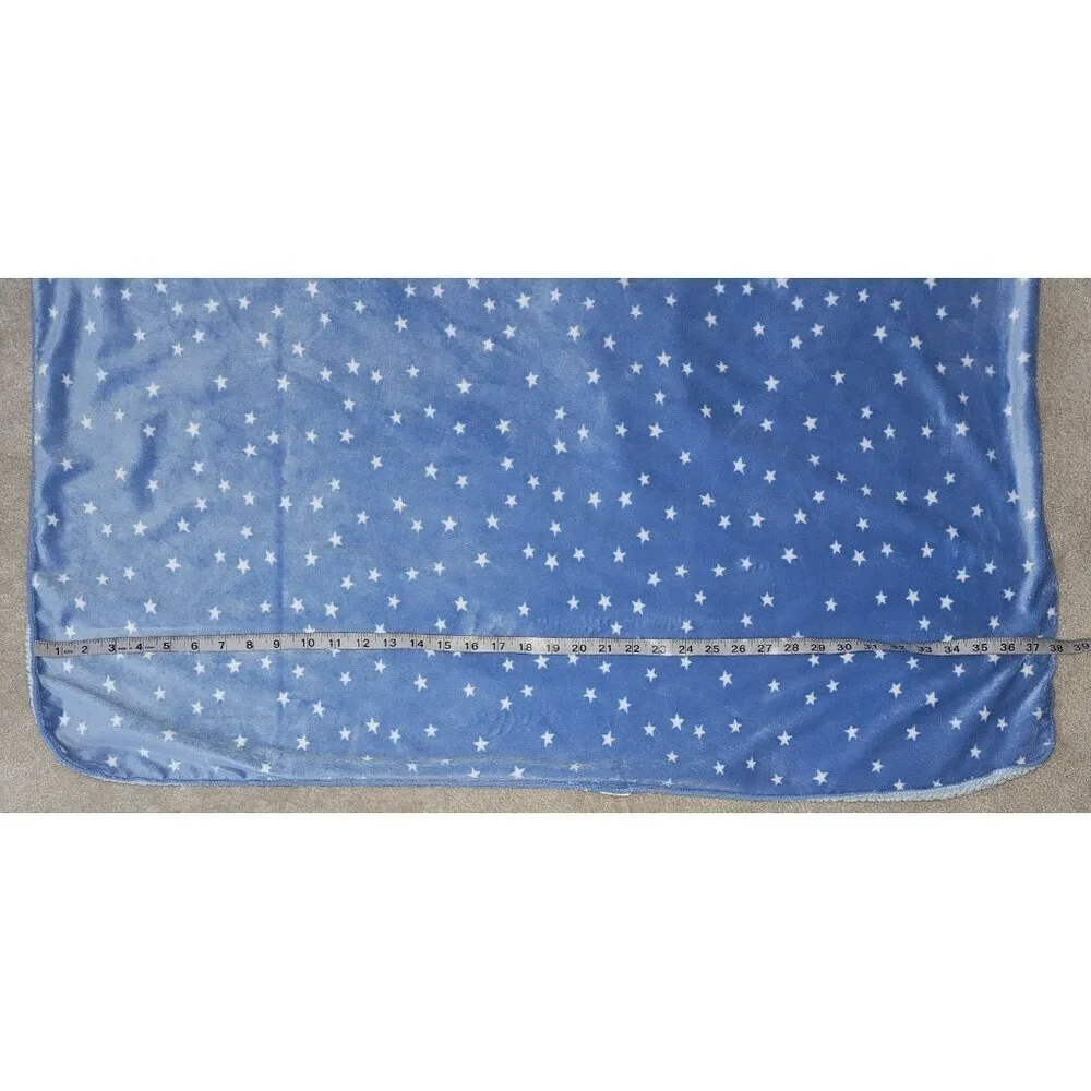 Cloud Island Blue White Stars Baby Blanket Fleece Sherpa Soft